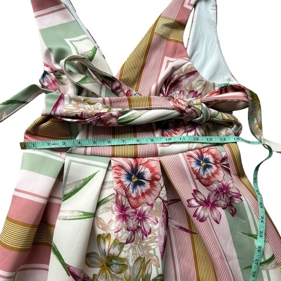 NWT ASOS DESIGN floral check midi dress fit flare sleeveless scuba knit 8 slit - Picture 10 of 11